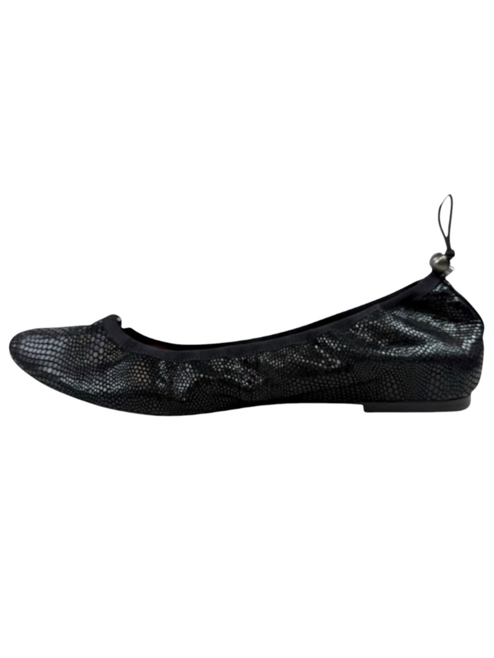 Vince Camuto Jemilla Snakeskin Ballet Flats Black Leather Size 7.5 Quiet Luxury